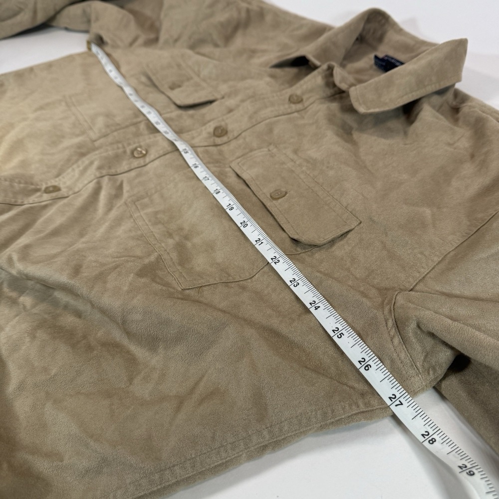 Vintage Knightsbridge 90s Faux Suede Button Up Shirt Men Beige XL Retro Hipster - Picture 10 of 13